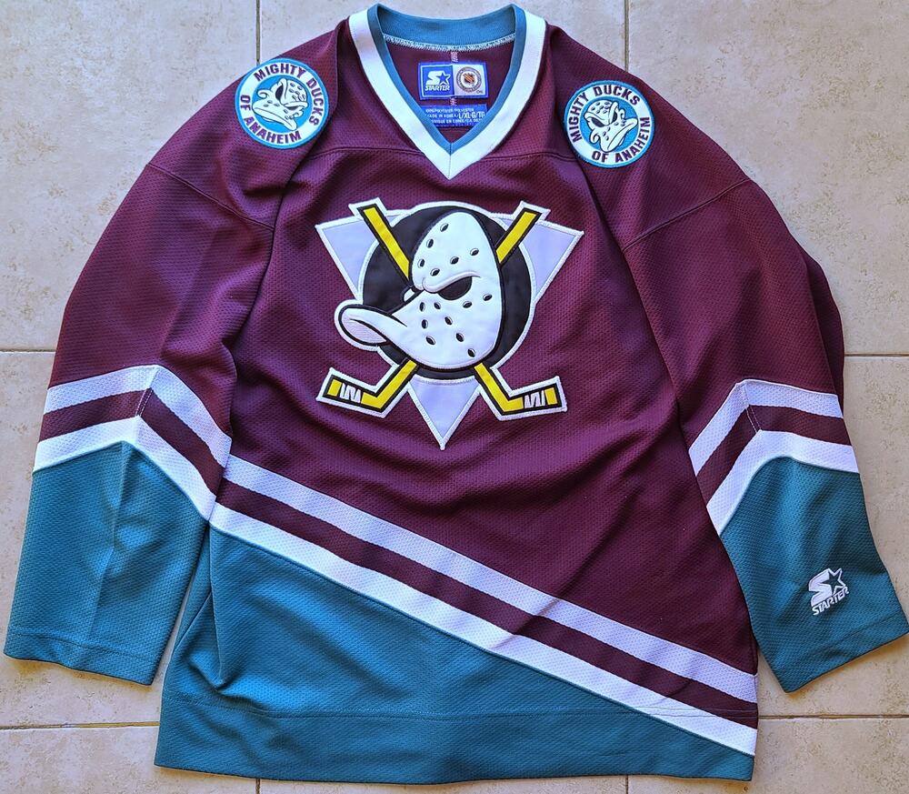 Anaheim Mighty Ducks 90s STARTER jersey yth L/XL purple NHL vintage